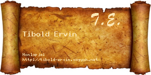 Tibold Ervin névjegykártya